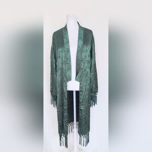 12th Tribe Green Luxe Fringe Robe